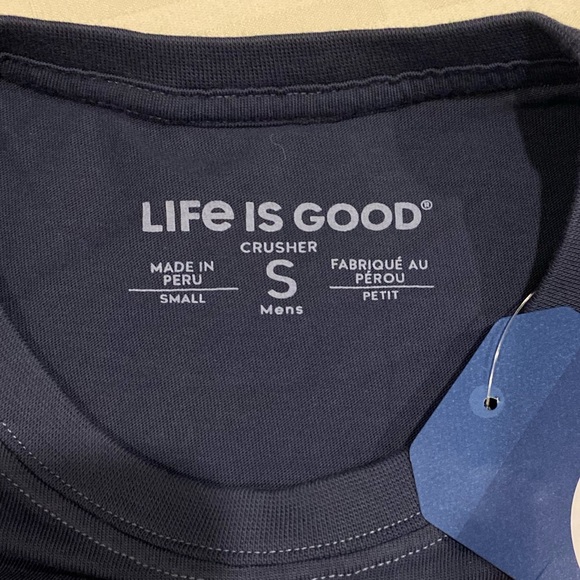 NWT Mens Life Is Good “Good Vibes” Coin Crusher Tee, Navy Blue sz Small - Picture 4 of 6